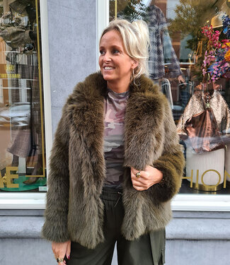 Faux Fur Jas Groen