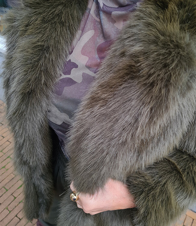 Faux Fur Jas Groen