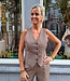 Biba Gilet Ruit Bruintinten/Bordeaux