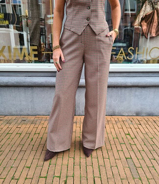 Biba Pantalon Ruit Bruintinten/Bordeaux