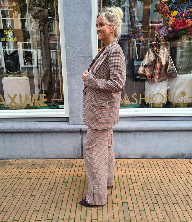 Biba Blazer Ruit Bruintinten/Bordeaux