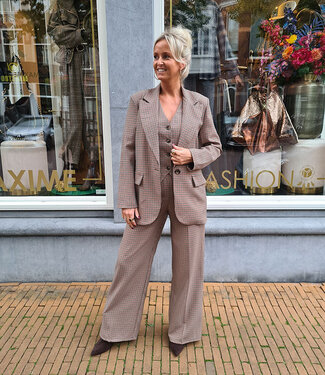 Biba Blazer Ruit Bruintinten/Bordeaux