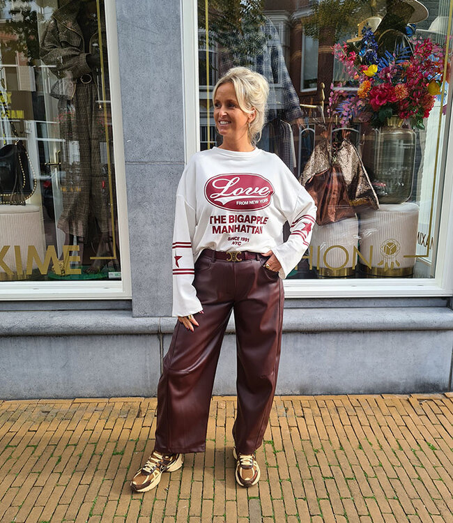 Sweater Love Wit/Bordeaux