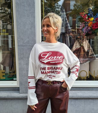 Sweater Love Wit/Bordeaux