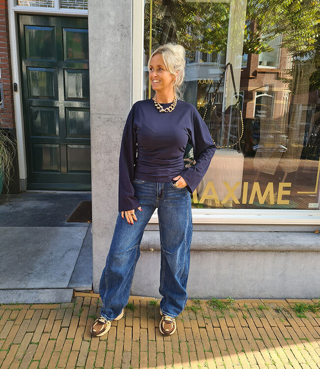 Basic Longsleeve Getailleerd Blauw