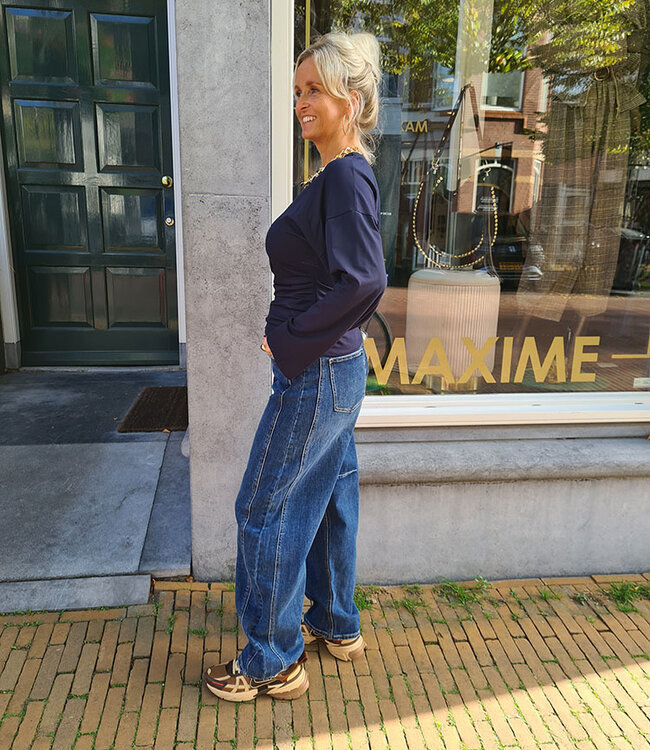 Basic Longsleeve Getailleerd Blauw