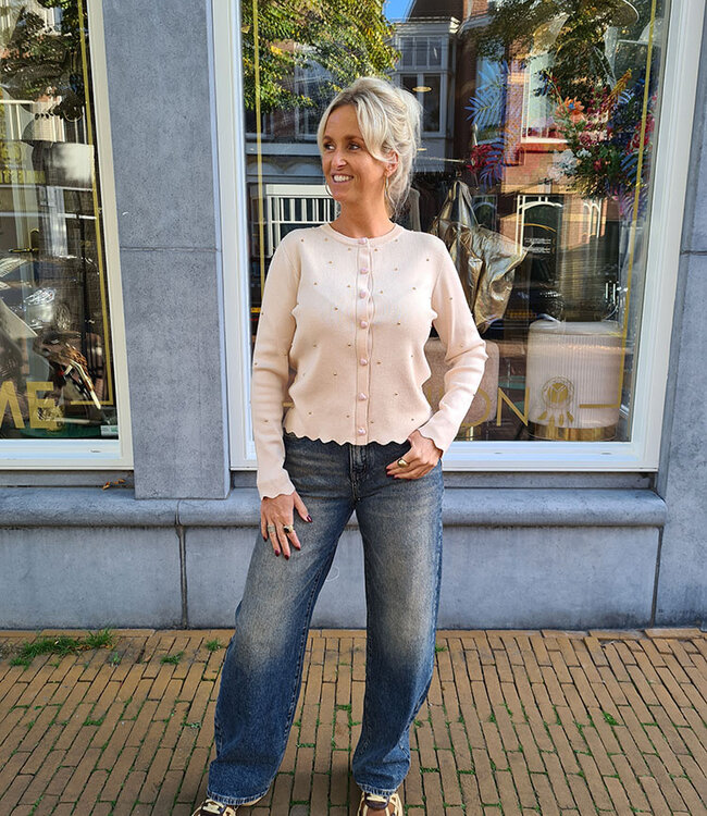 Vestje met Gouden Parels Crème