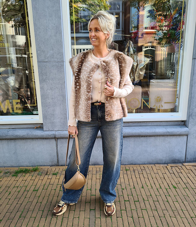 Faux Fur Bambi Gilet Lichte Bruintinten