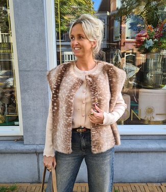 Faux Fur Bambi Gilet Lichte Bruintinten