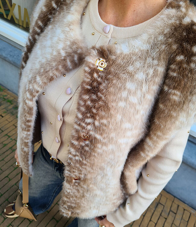 Faux Fur Bambi Gilet Lichte Bruintinten