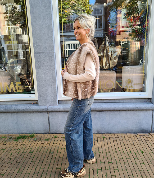 Faux Fur Bambi Gilet Lichte Bruintinten