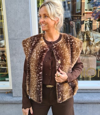 Faux Fur Bambi Gilet Donkerbruin tinten