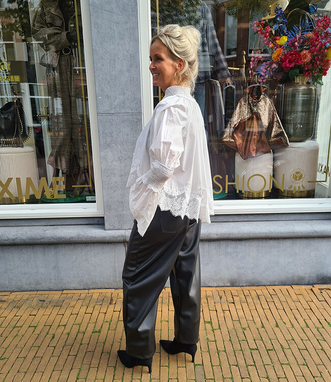 Blouse Lace Uitlopende Mouw Wit