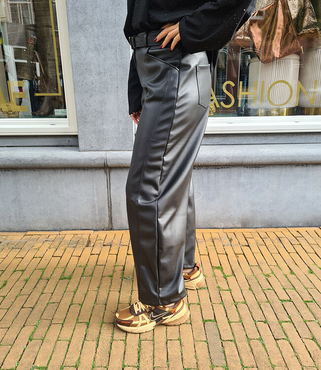BM Lederlook Barrel Broek Zwart