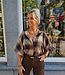 Blouse Grove Ruit Gesmokte Mouw Bruin/Beige