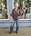 Blouse Gesmokte Mouw Ruit Strass Bruin