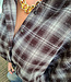 Blouse Gesmokte Mouw Ruit Strass Bruin