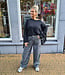 Oversized Knit Trui met Franjers/Studs Dark Grey