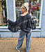 Oversized Knit Trui met Franjers/Studs Dark Grey