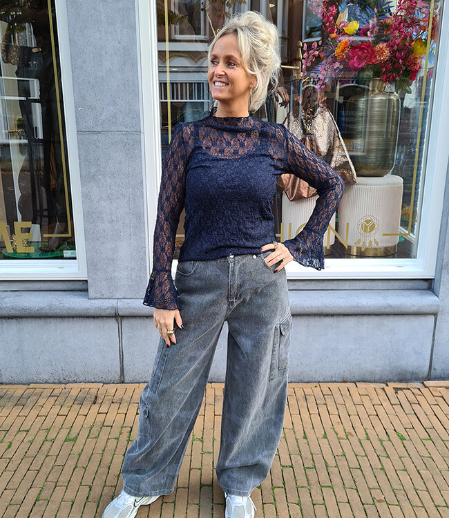 Ambika Kanten Longsleeve Donkerblauw