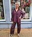 Oversized Blouse Ruit met Grove Strass Bordeaux
