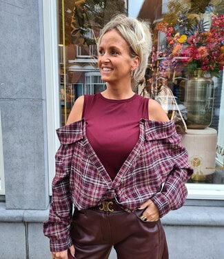 Top/Blouse Geruit Bordeaux