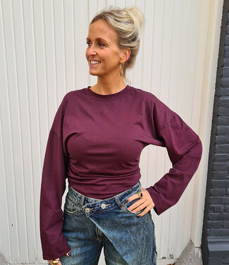 Basic Longsleeve Getailleerd Bordeaux