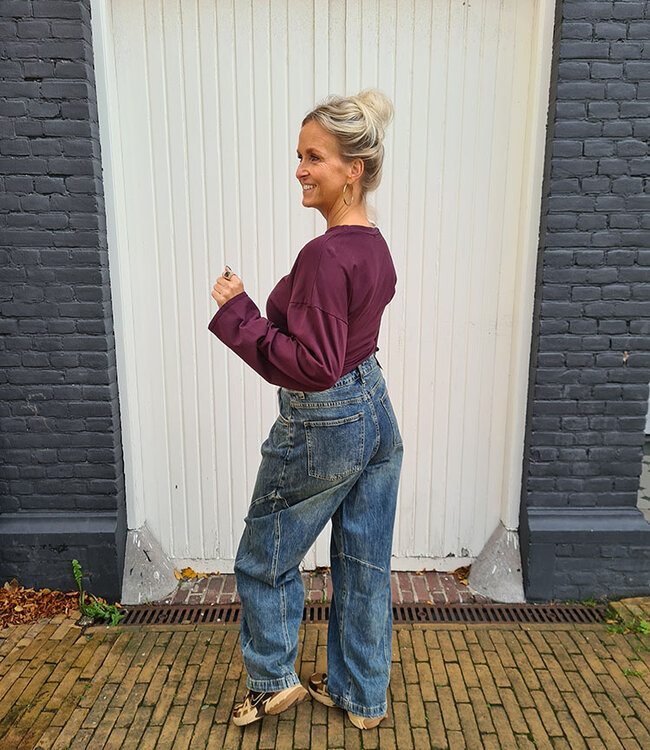 Basic Longsleeve Getailleerd Bordeaux