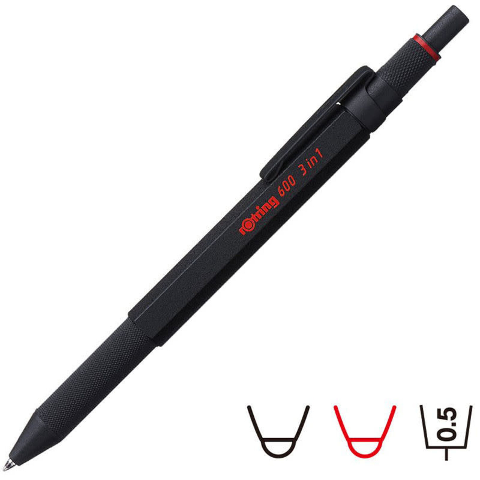 Rotring Rotring 600 Multipen Black F/0,5mm GB