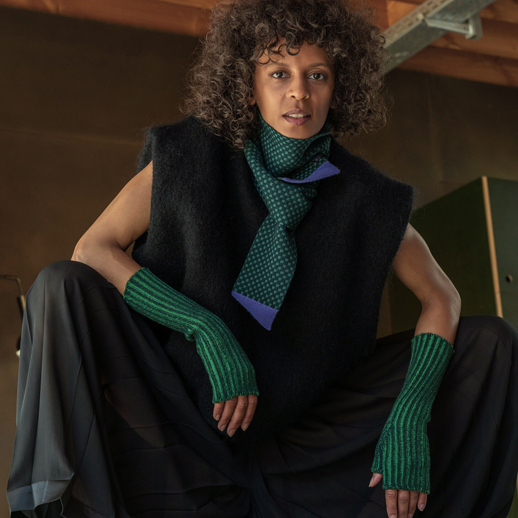 La Femme Garniture Sjaal Felix duo groen violet