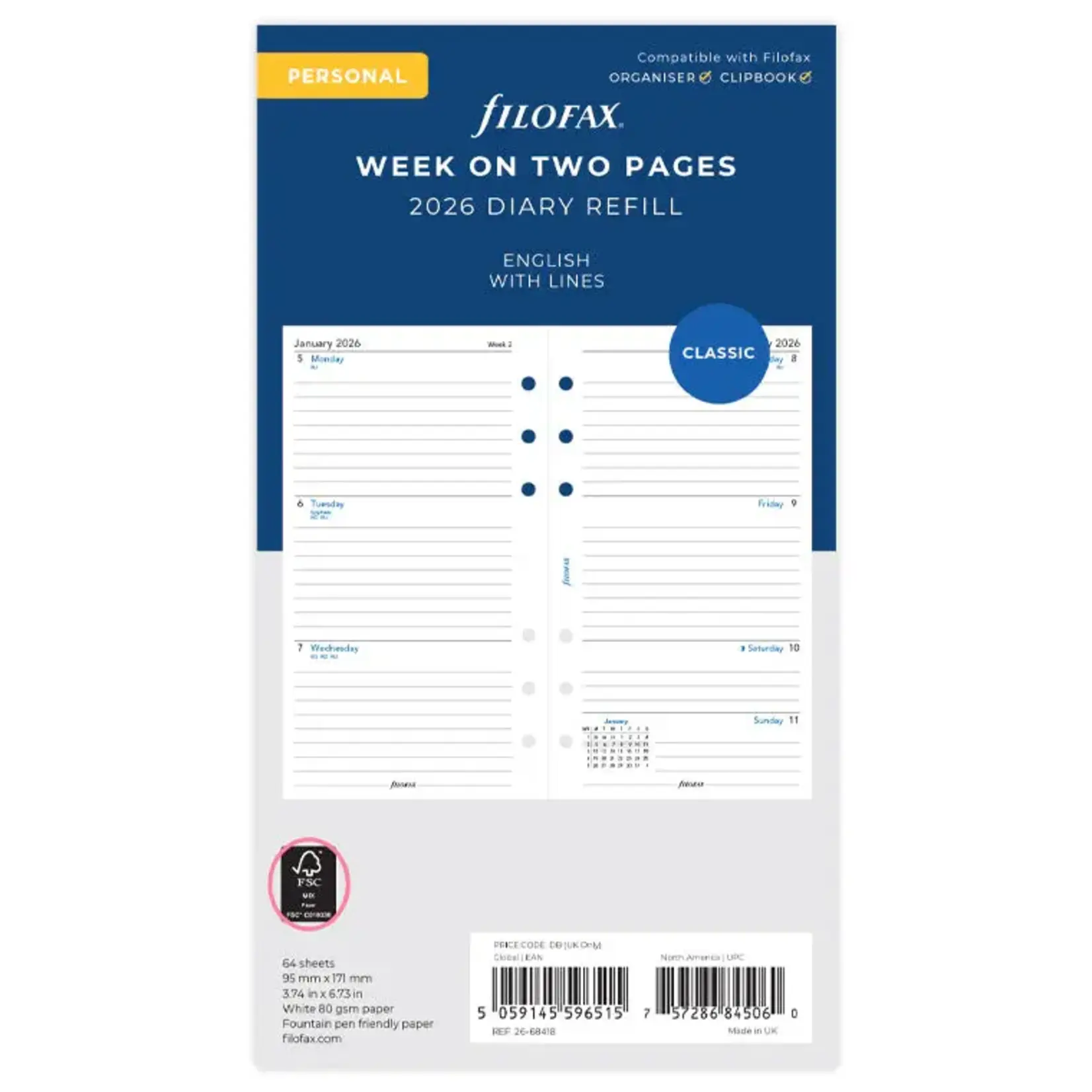 Filofax Filofax personal week on two pages 2026