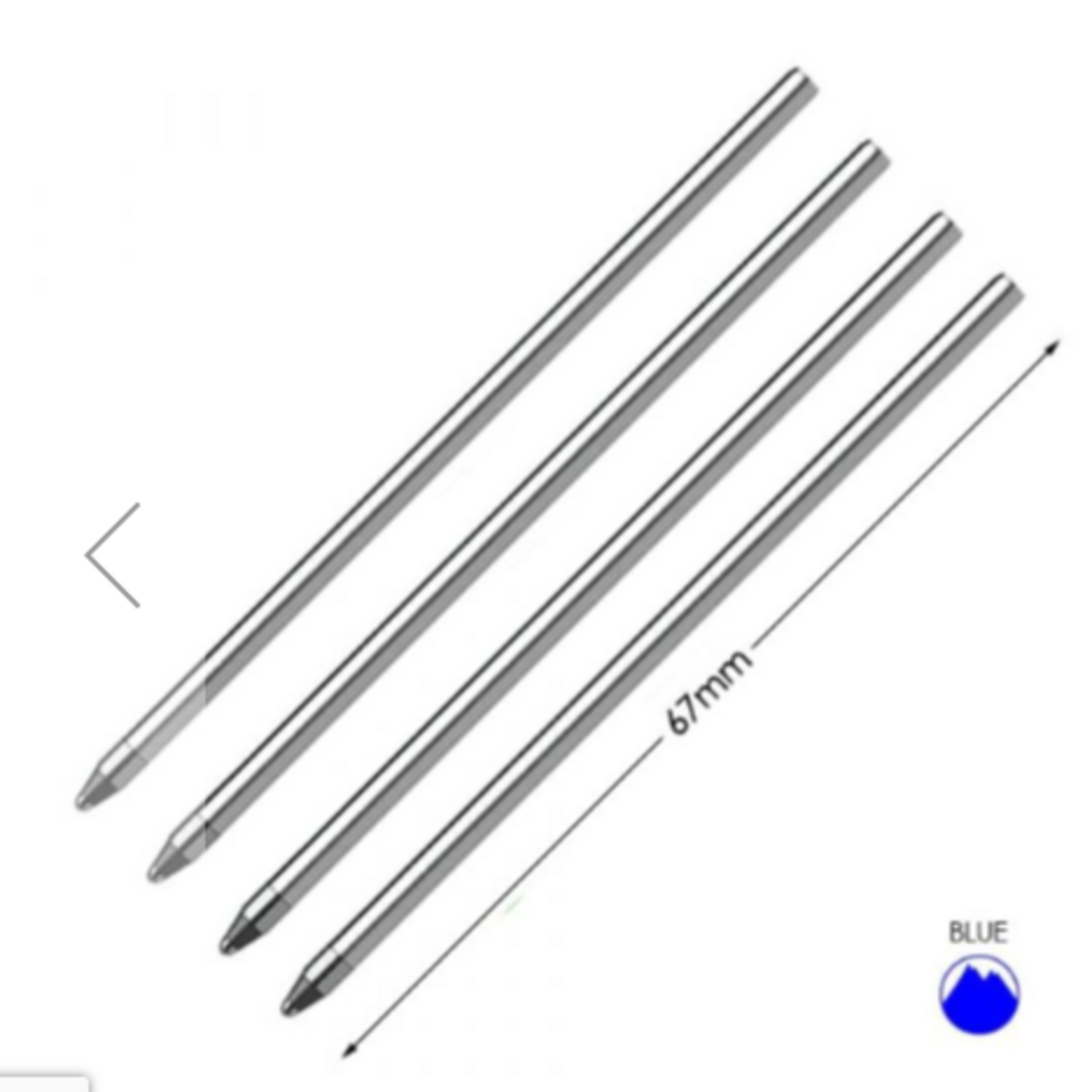 Rotring MV Mini (D-1) Ballpoint Refill, medium, blue, 4pc blister