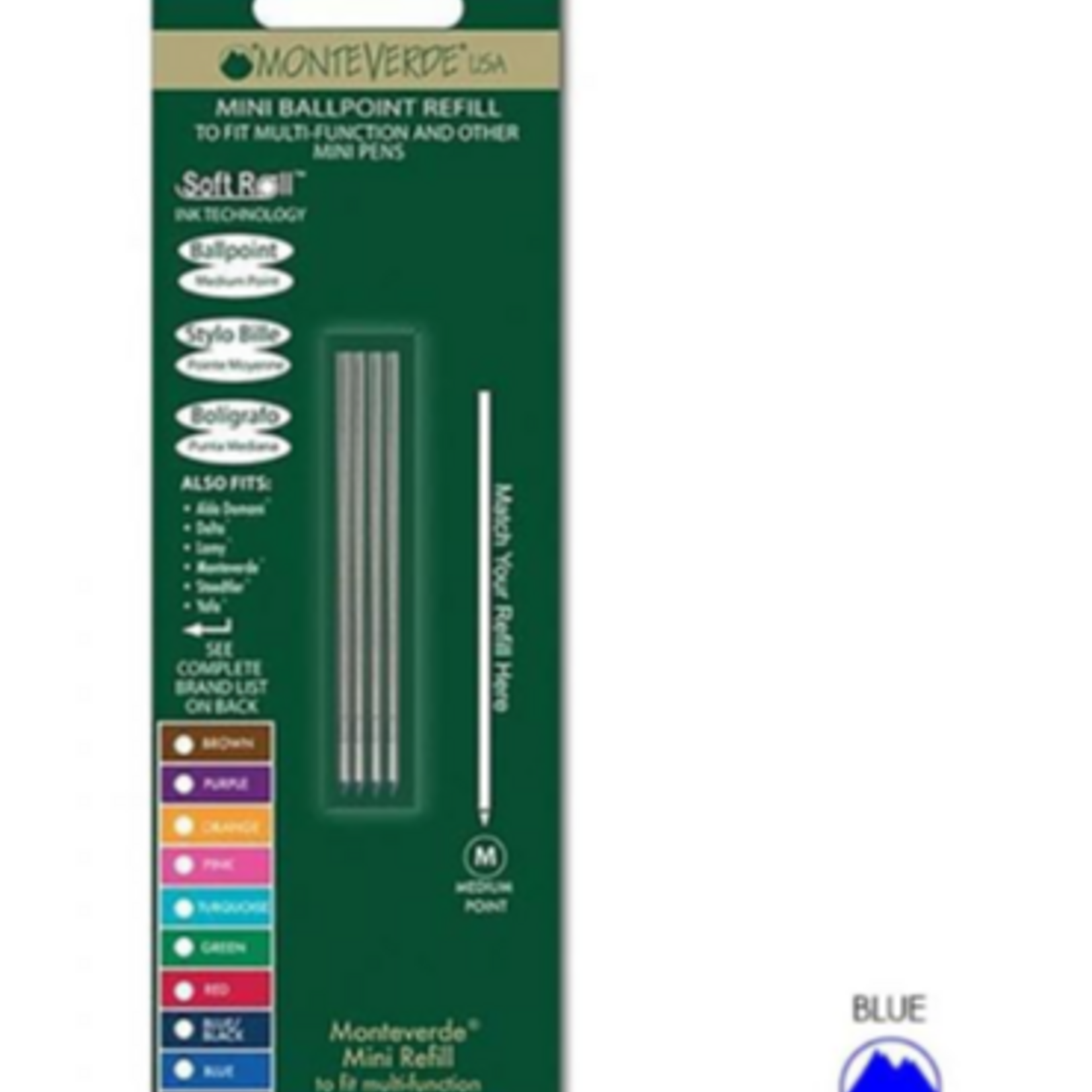 Rotring MV Mini (D-1) Ballpoint Refill, medium, blue, 4pc blister