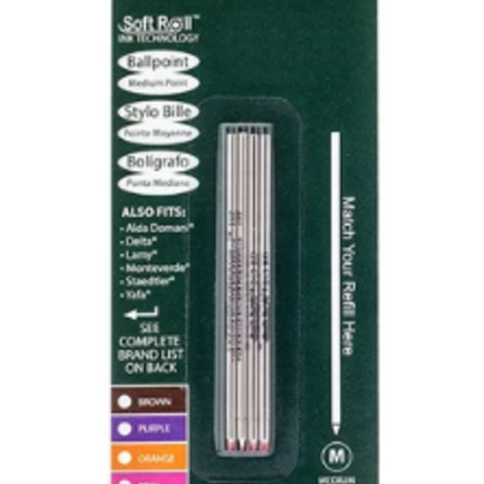 Rotring MV Mini (D-1) Ballpoint Refill, medium, red, 4pc blister