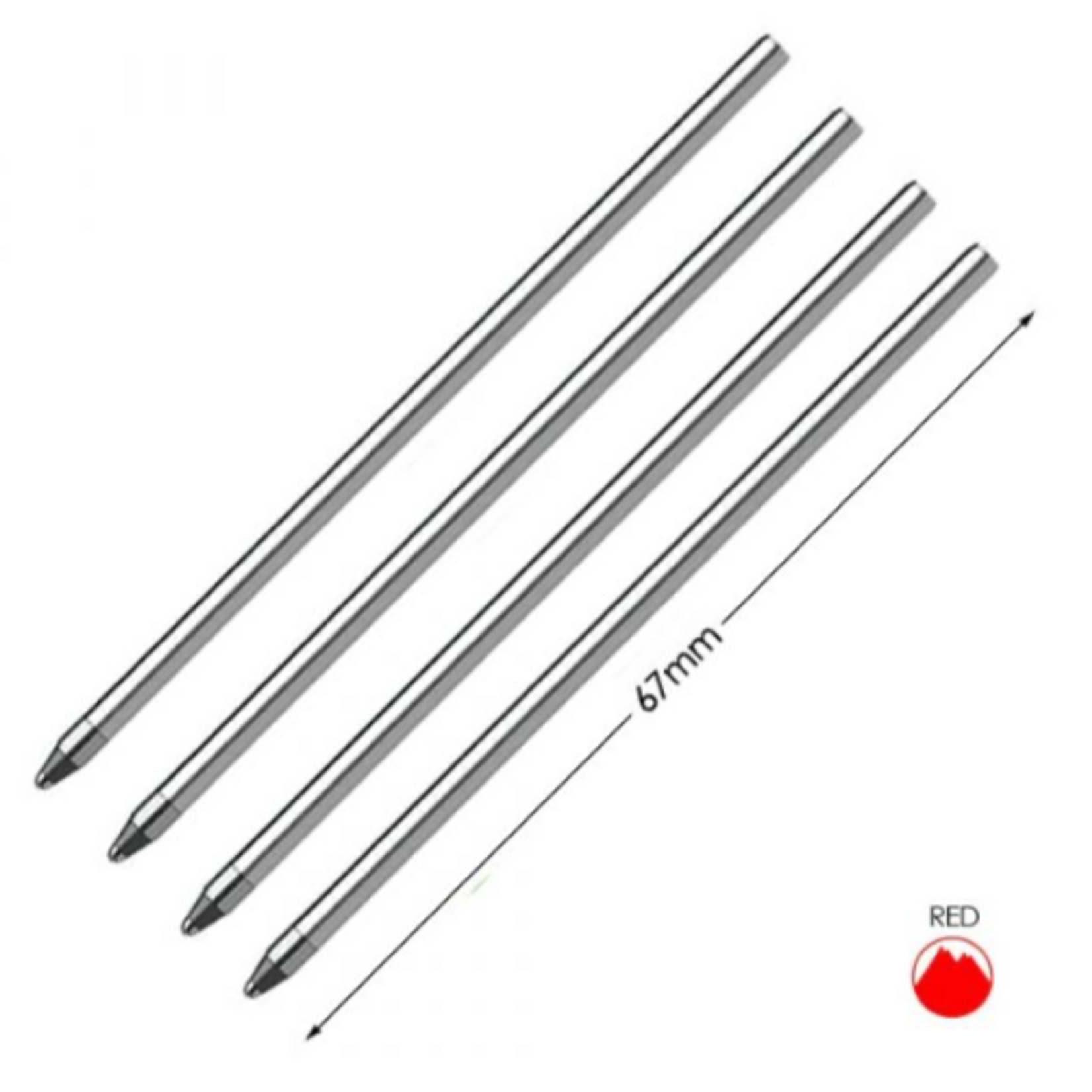 Rotring MV Mini (D-1) Ballpoint Refill, medium, red, 4pc blister