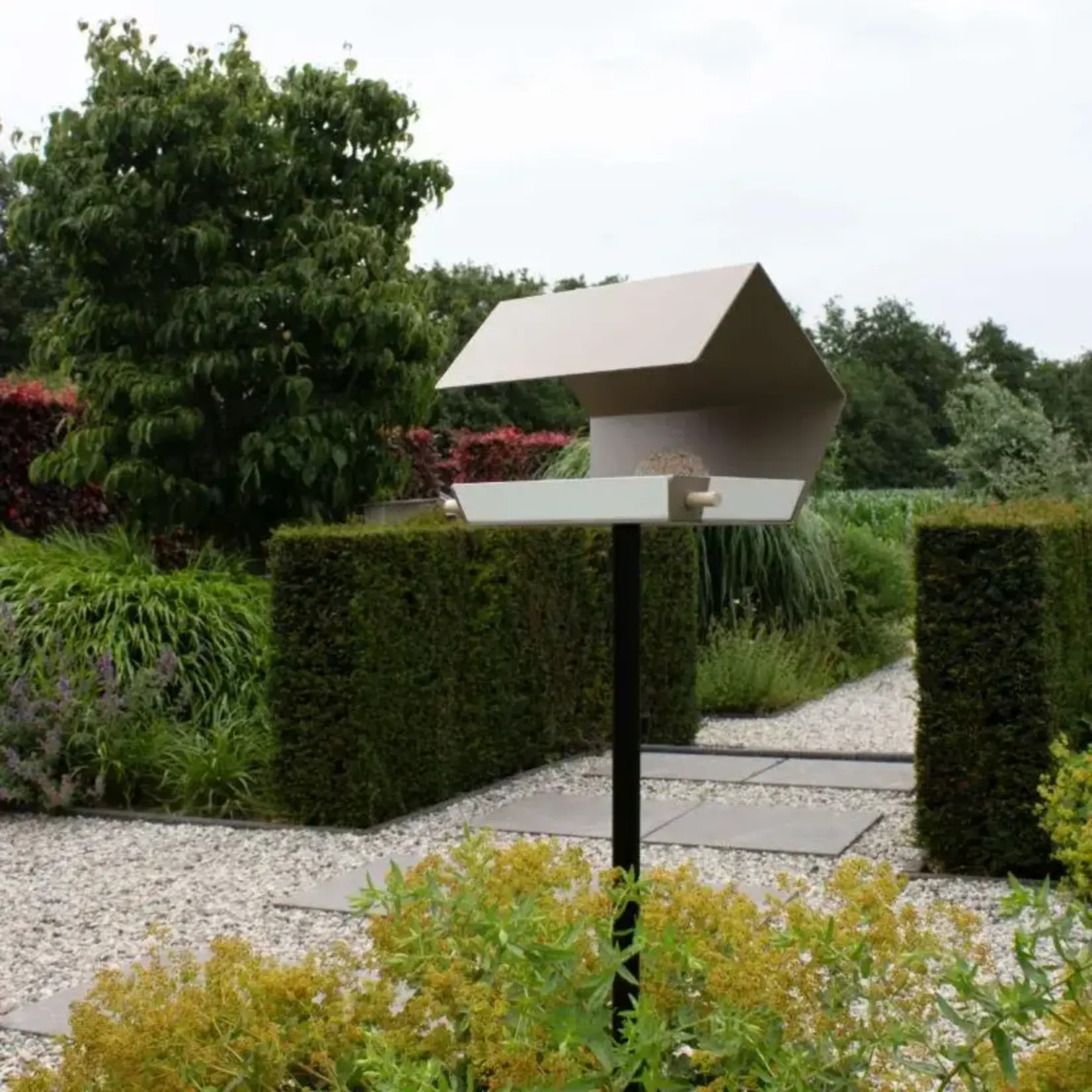 Heeej Open diamond - voederhuisje op paal white/sand