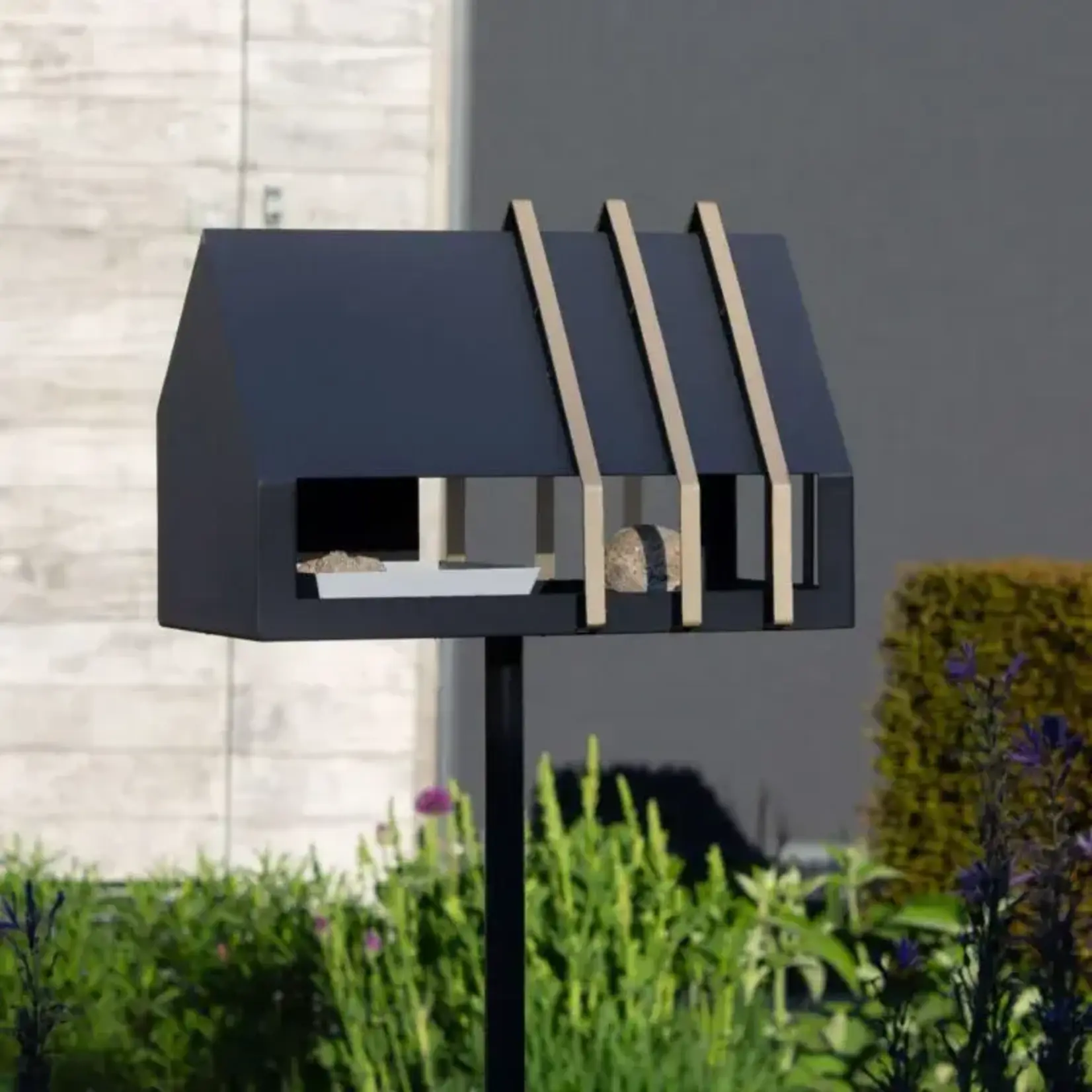 Heeej Framed feeder - Voederhuis op paal voor kleine vogels donkergrijs