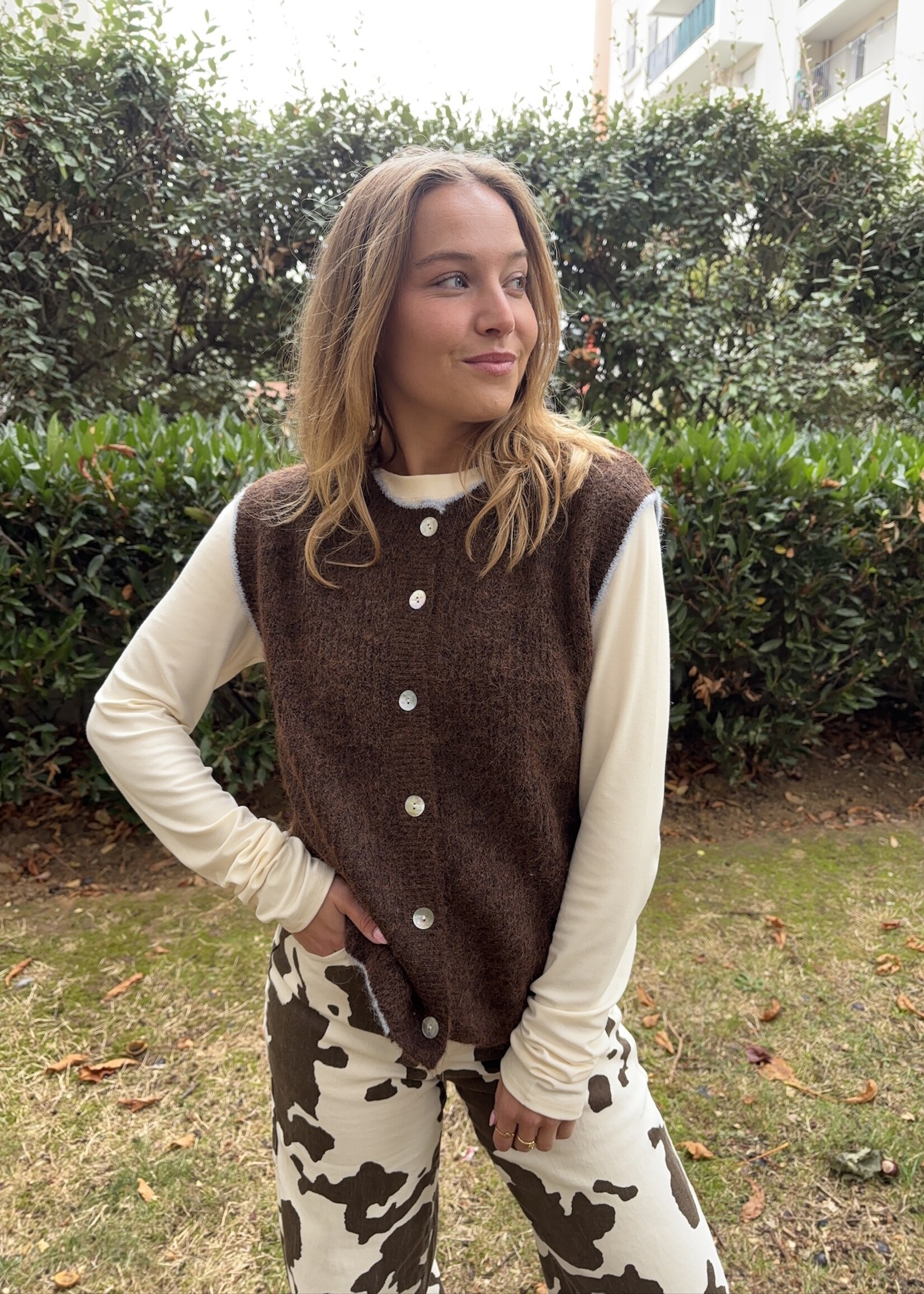 NORAH  COW PRINT WIDE LEG JEANS