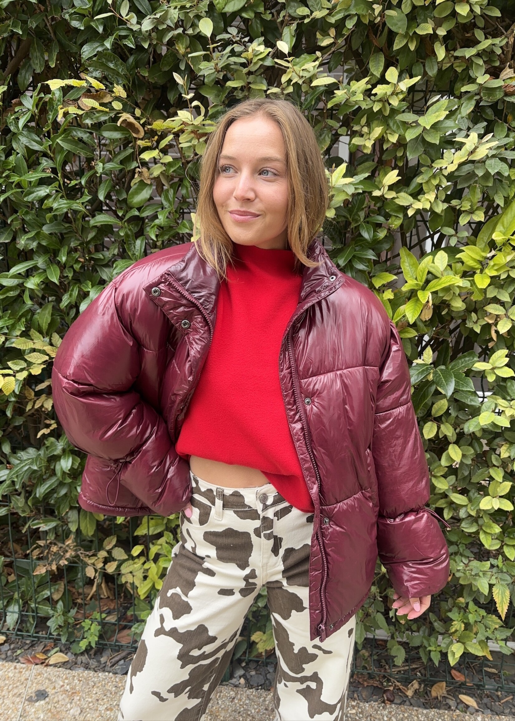 NORAH  COW PRINT WIDE LEG JEANS