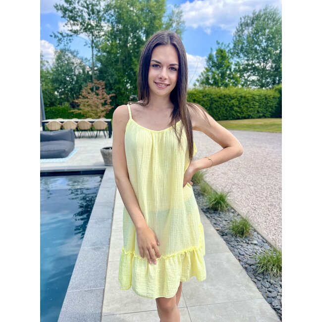 YELLOW SHORT TETRA DRESS MAGALI