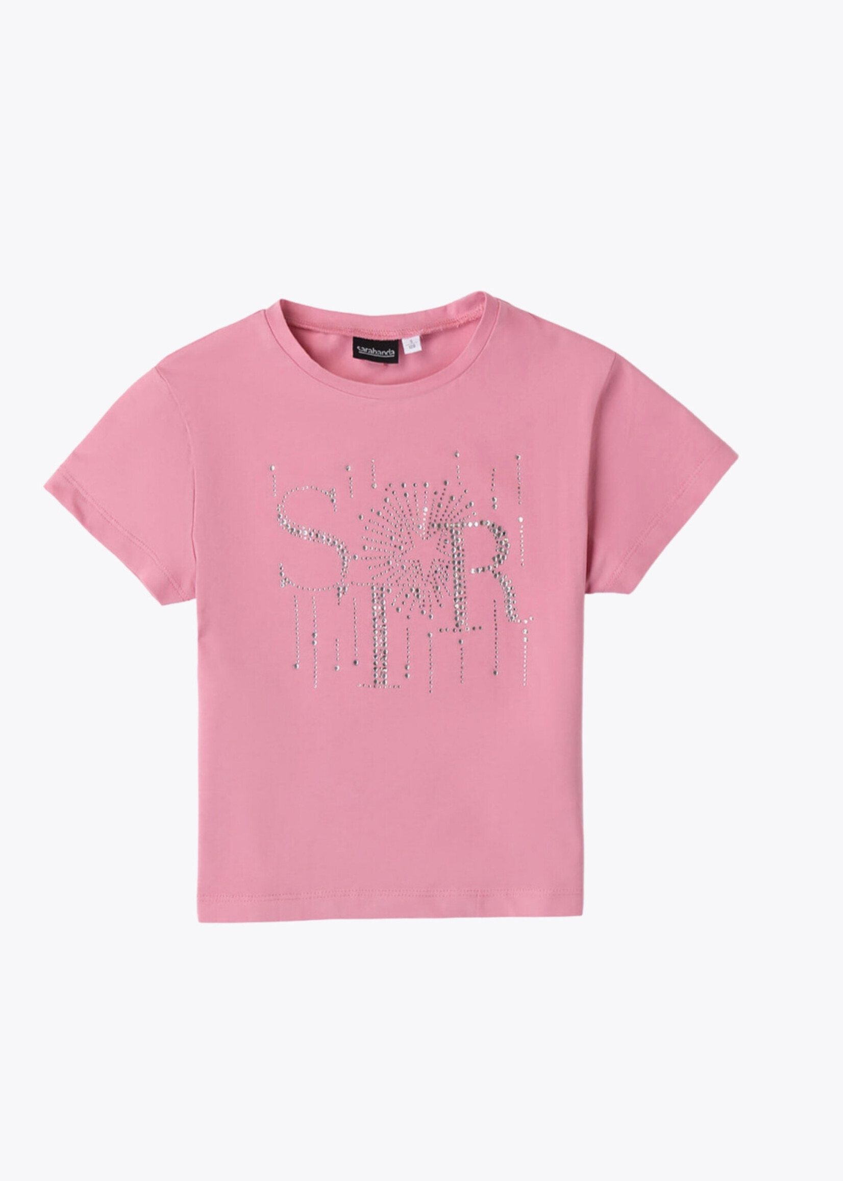 Sarabanda T-shirt in Pink with logo in strass.