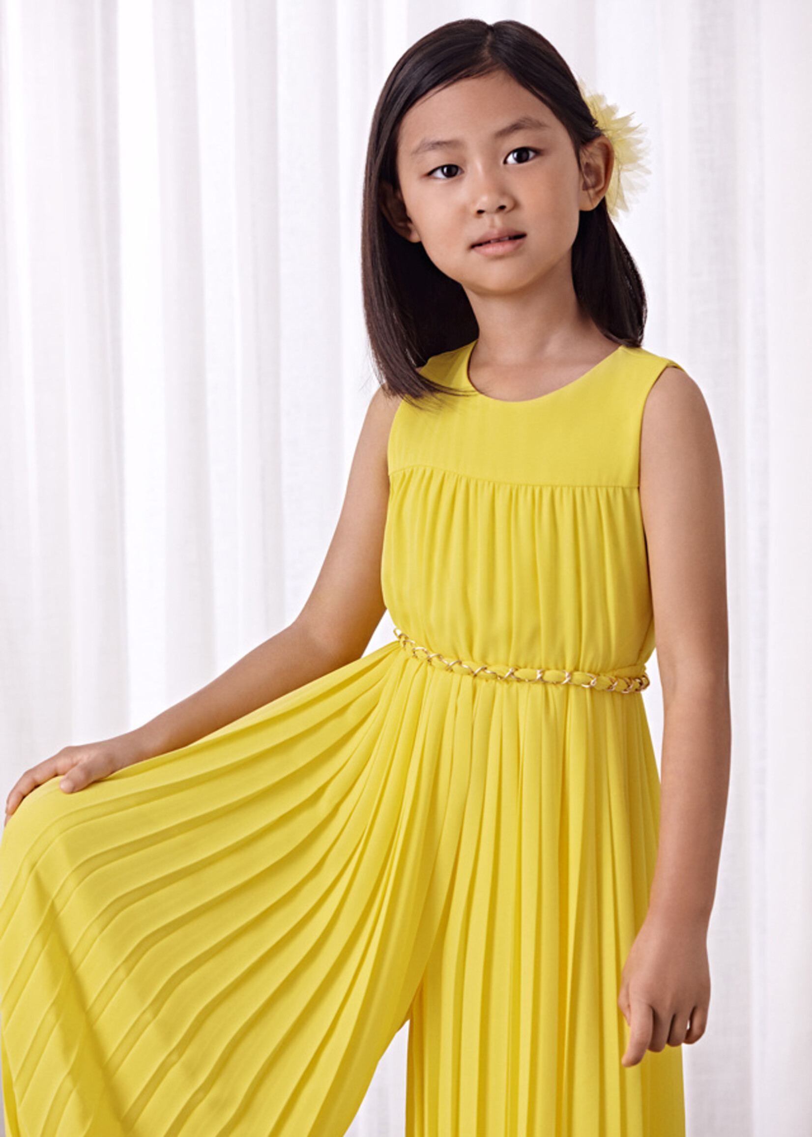 Abel & Lula Pleated crepe jumpsuit Yellow