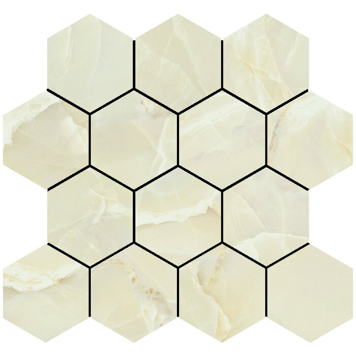 Baldocer Cerámica Onyx Sable polished mozaiek hexagon op net van 29x27cm