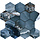 Onyx Bleu polished mozaiek hexagon op net van 29x27cm