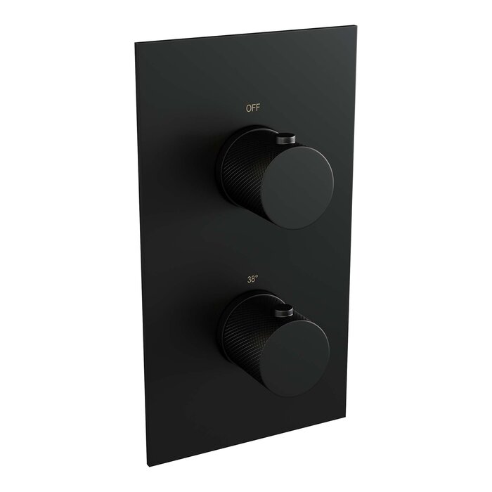 Brauer Black Carving thermostatische inbouw regendouche SET met 30 cm douchekop en plafondarm - Mat zwart