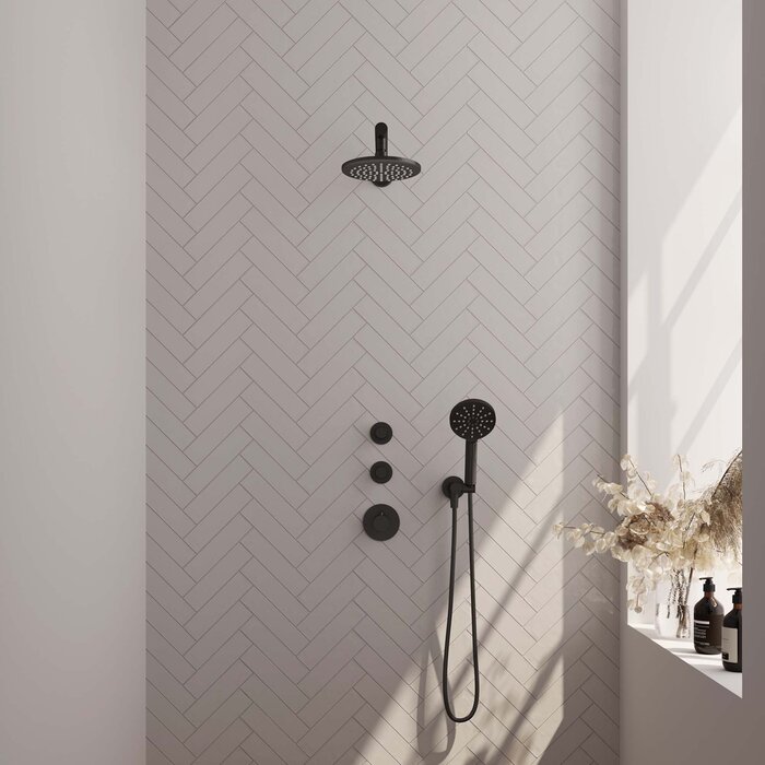 Brauer Black Carving thermostatische inbouw regendouche SET 07, mat zwart