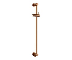 Brauer BRAUER Copper Carving thermostatische inbouw regendouche met drukknoppen SET 64 met 30 cm douchekop en gebogen muurarm en staaf handdouche en doucheslang en geïntegreerde glijstang koper geborsteld PVD