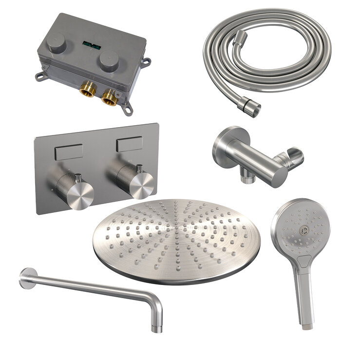 Brauer Brushed Carving thermostatische inbouw regendouche SET 58 + handdouche