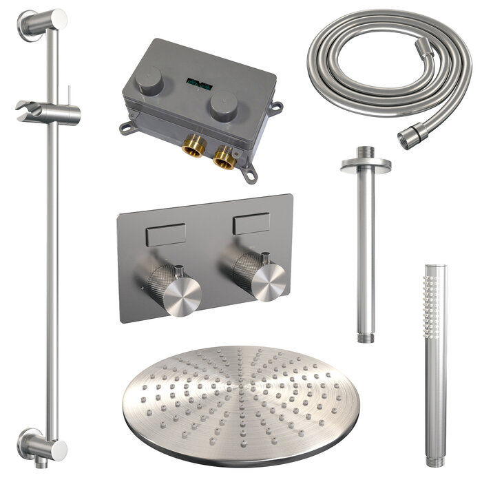 Brauer Inbouw regendouche met thermostaat, 30 cm douchekop, handdouche en glijstang