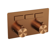 Brauer Copper Edition 3-weg inbouwthermostaat koper geborsteld PVD met drukknoppen en in- en afbouwdelen